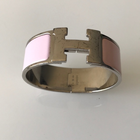 Hermès Clic Clac H Bracelet in Pink and Silver - Picture 4 of 6